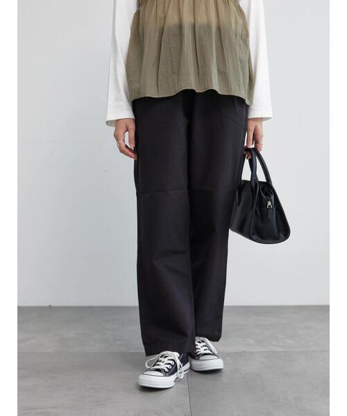 Samansa Mos2 blue（サマンサモスモスブルー）の「【イージーケア】リネン混イージーパンツ（その他パンツ・レディース・ブラック/グリーン/ブラウン/ネイビー/ベージュ・F）」の2枚目の写真
