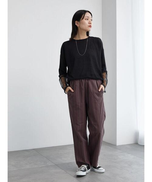 Samansa Mos2 blue（サマンサモスモスブルー）の「【イージーケア】リネン混イージーパンツ（その他パンツ・レディース・ブラック/グリーン/ブラウン/ネイビー/ベージュ・F）」の16枚目の写真