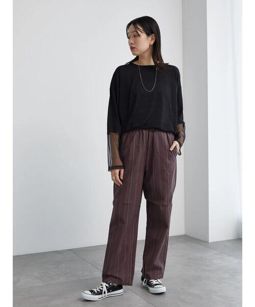 Samansa Mos2 blue（サマンサモスモスブルー）の「【イージーケア】リネン混イージーパンツ（その他パンツ・レディース・ブラック/グリーン/ブラウン/ネイビー/ベージュ・F）」の14枚目の写真