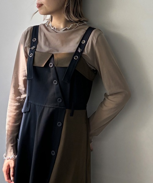 NICOLE CLUB（ニコル　クラブ）の「メロウシアーロングTEE（Tシャツ/カットソー・レディース・オフホワイト/チャコール/ベージュ/ネイビー/マスタード・FREE）」の4枚目の写真