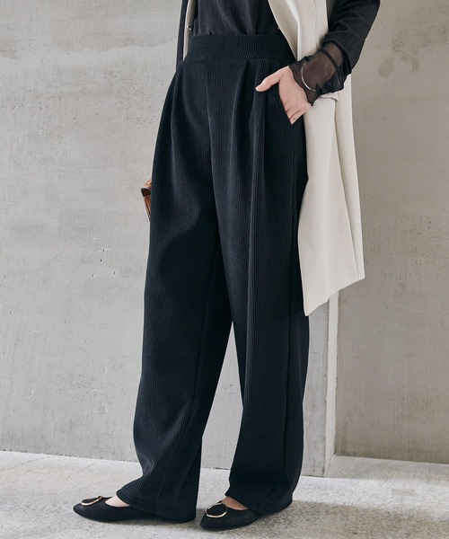 セール】【S-LL展開/新色追加】あったか裏起毛ニットコール2タック