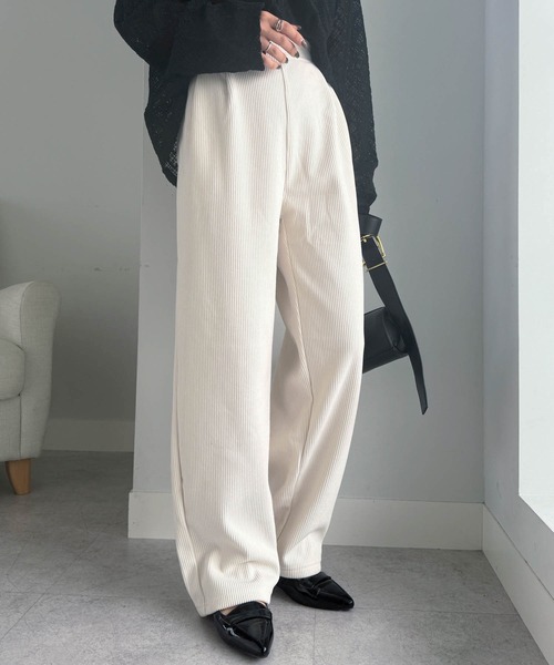 セール】【S-LL展開/新色追加】あったか裏起毛ニットコール2タック