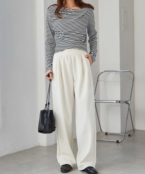 セール】【S-LL展開/新色追加】あったか裏起毛ニットコール2タック