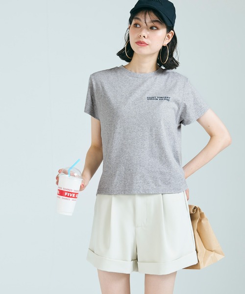 coca（coca）（コカ）の「【WEB限定セール】ワンポイントロゴ レギュラーウェイトTシャツ（Tシャツ/カットソー・レディース・アイボリー/ライトグレー・M/L/S）」の4枚目の写真