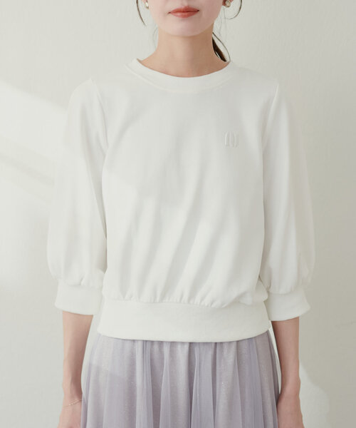 natural couture(ナチュラルクチュール)の「厚盛ワンポイント刺繍ショート裏毛(Tシャツ/カットソー・レディース・オフホワイト/グレー/スミクロ・FREE)」の20枚目の写真