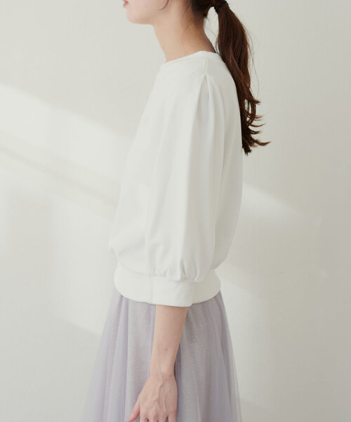 natural couture(ナチュラルクチュール)の「厚盛ワンポイント刺繍ショート裏毛(Tシャツ/カットソー・レディース・オフホワイト/グレー/スミクロ・FREE)」の19枚目の写真