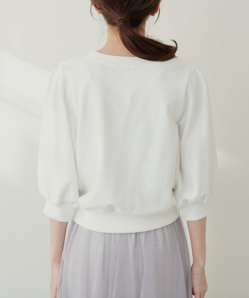 natural couture(ナチュラルクチュール)の「厚盛ワンポイント刺繍ショート裏毛(Tシャツ/カットソー・レディース・オフホワイト/グレー/スミクロ・FREE)」の18枚目の写真