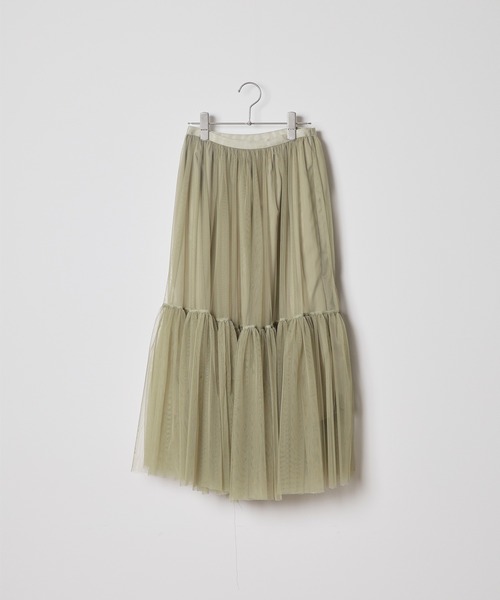 BLANK (ブランク)の「▲Tiered tulle skirt / ティアードチュールスカート(スカート・レディース・アイボリー/カーキ/ブラック/ライトグレー・FREE)」の4枚目の写真