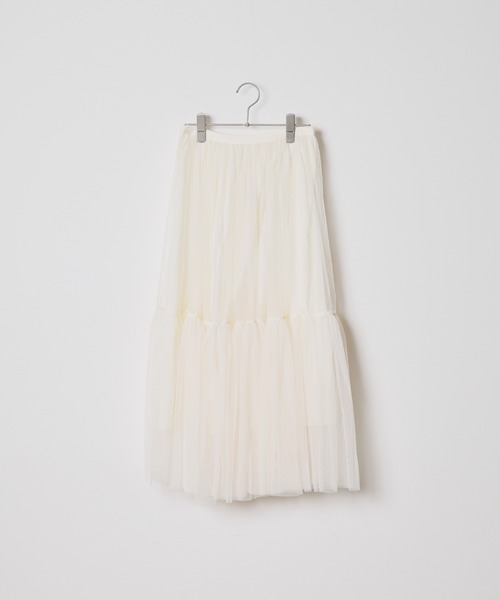 BLANK (ブランク)の「▲Tiered tulle skirt / ティアードチュールスカート(スカート・レディース・アイボリー/カーキ/ブラック/ライトグレー・FREE)」の19枚目の写真
