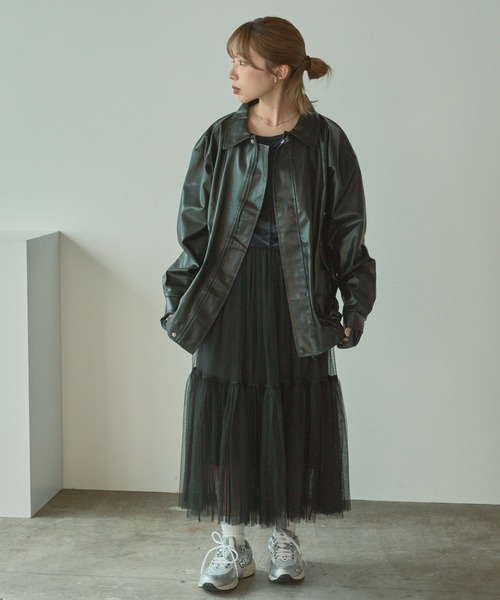 BLANK (ブランク)の「▲Tiered tulle skirt / ティアードチュールスカート(スカート・レディース・アイボリー/カーキ/ブラック/ライトグレー・FREE)」の16枚目の写真
