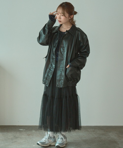 BLANK (ブランク)の「▲Tiered tulle skirt / ティアードチュールスカート(スカート・レディース・アイボリー/カーキ/ブラック/ライトグレー・FREE)」の17枚目の写真