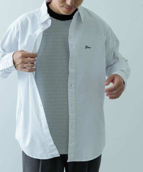 ITEMS URBANRESEARCH(アイテムズ アーバンリサーチ)の「ワンポイント刺繍OXレギュラーカラーシャツ(シャツ/ブラウス・メンズ・ホワイト/ライトグレー/ネイビー・MEDIUM/LARGE)」の5枚目の写真