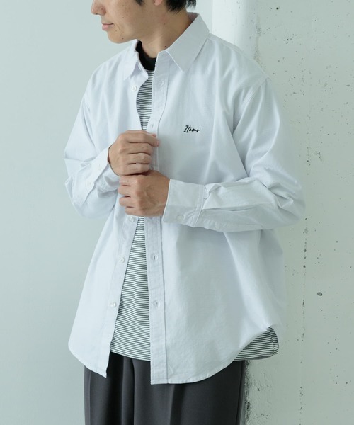 ITEMS URBANRESEARCH(アイテムズ アーバンリサーチ)の「ワンポイント刺繍OXレギュラーカラーシャツ(シャツ/ブラウス・メンズ・ホワイト/ライトグレー/ネイビー・MEDIUM/LARGE)」の6枚目の写真