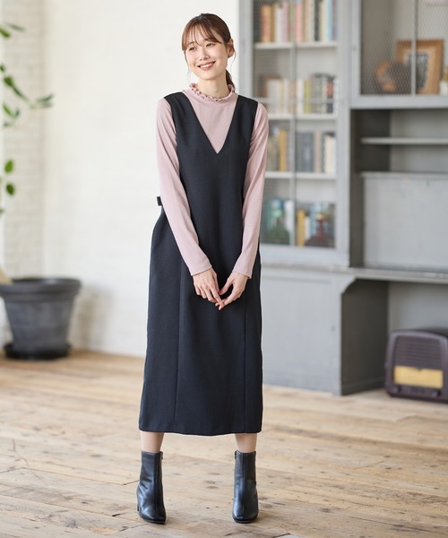 Honeys(ハニーズ)の「フリルハイネックT(Tシャツ/カットソー・レディース・ベージュ/ピンク/グリーン/オフホワイト/ブルー/ブラック/スミクロ/ブルーグレー/ダークブルー・S/M/L/LL)」の19枚目の写真