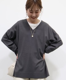 バイパチVネックロングニットプルオーバー