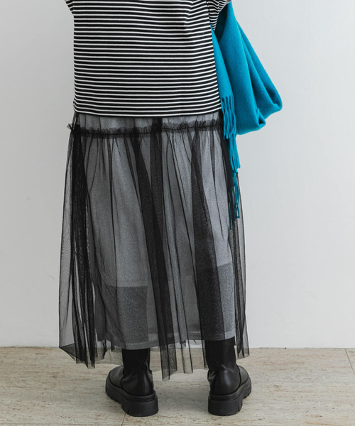 F by ROSSO(エフバイロッソ)の「F by ROSSO ラメチュールティアードスカート(スカート・レディース・ブロンズ/シルバー・FREE)」の5枚目の写真