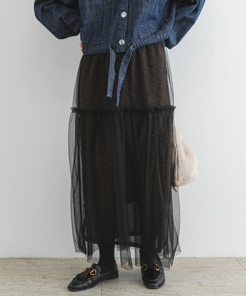 F by ROSSO(エフバイロッソ)の「F by ROSSO ラメチュールティアードスカート(スカート・レディース・ブロンズ/シルバー・FREE)」の10枚目の写真