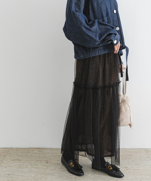 F by ROSSO(エフバイロッソ)の「F by ROSSO ラメチュールティアードスカート(スカート・レディース・ブロンズ/シルバー・FREE)」の11枚目の写真