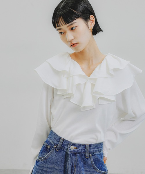 【セール】ドッキングフリルロングスリーブ 160404（Tシャツ/カットソー）｜O0u（オーゼロユー）