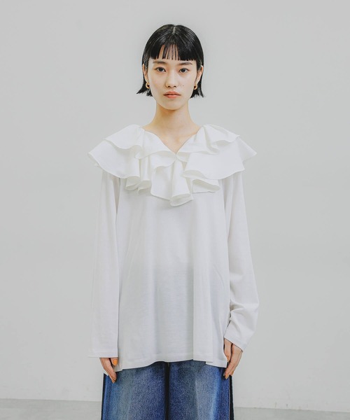 O0u(オーゼロユー)の「ドッキングフリルロングスリーブ 160404(Tシャツ/カットソー・レディース・ホワイト/グリーン・FREE)」の20枚目の写真