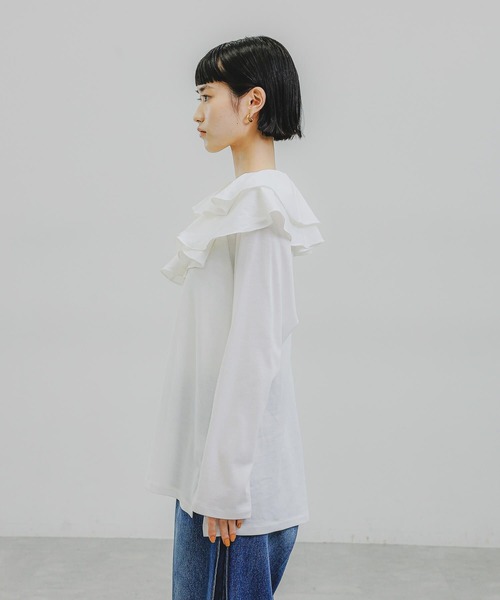 O0u(オーゼロユー)の「ドッキングフリルロングスリーブ 160404(Tシャツ/カットソー・レディース・ホワイト/グリーン・FREE)」の21枚目の写真