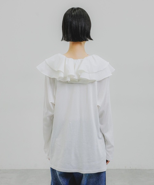 O0u(オーゼロユー)の「ドッキングフリルロングスリーブ 160404(Tシャツ/カットソー・レディース・ホワイト/グリーン・FREE)」の22枚目の写真