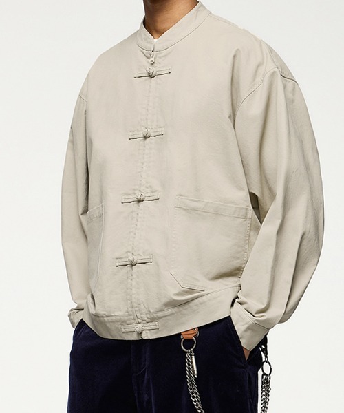 rehacer（レアセル）の「R. : Cotton Twill  Kung-fu Jacket（カバーオール・メンズ・ベージュ/ブラック・LARGE/MEDIUM）」の11枚目の写真