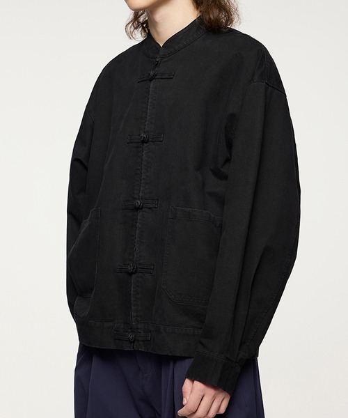 rehacer（レアセル）の「R. : Cotton Twill  Kung-fu Jacket（カバーオール・メンズ・ベージュ/ブラック・LARGE/MEDIUM）」の5枚目の写真