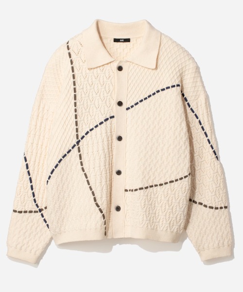 HARE(ハレ)の「ステッチラインシャツニット(HARE)(シャツ/ブラウス・メンズ・ブラウン/ホワイト/ブラック・FREE)」の2枚目の写真