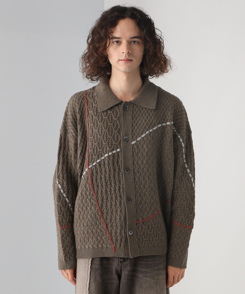 HARE(ハレ)の「ステッチラインシャツニット(HARE)(シャツ/ブラウス・メンズ・ブラウン/ホワイト/ブラック・FREE)」の11枚目の写真