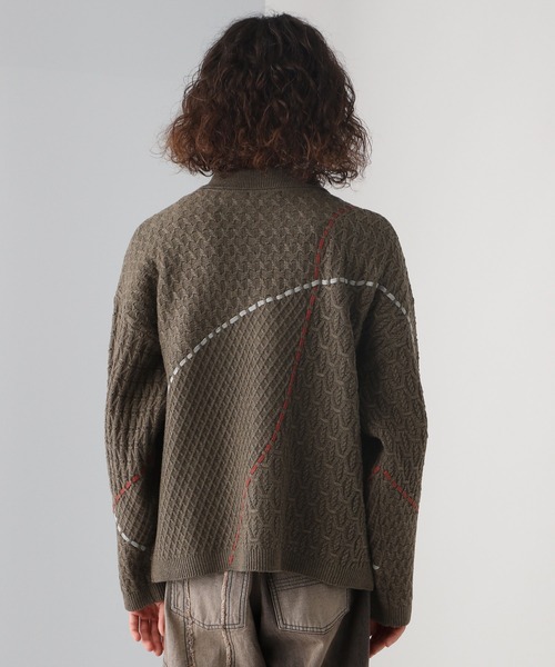 HARE(ハレ)の「ステッチラインシャツニット(HARE)(シャツ/ブラウス・メンズ・ブラウン/ホワイト/ブラック・FREE)」の13枚目の写真