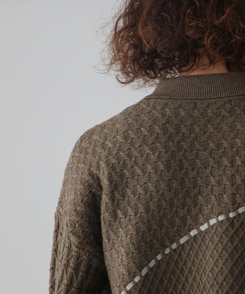 HARE(ハレ)の「ステッチラインシャツニット(HARE)(シャツ/ブラウス・メンズ・ブラウン/ホワイト/ブラック・FREE)」の14枚目の写真