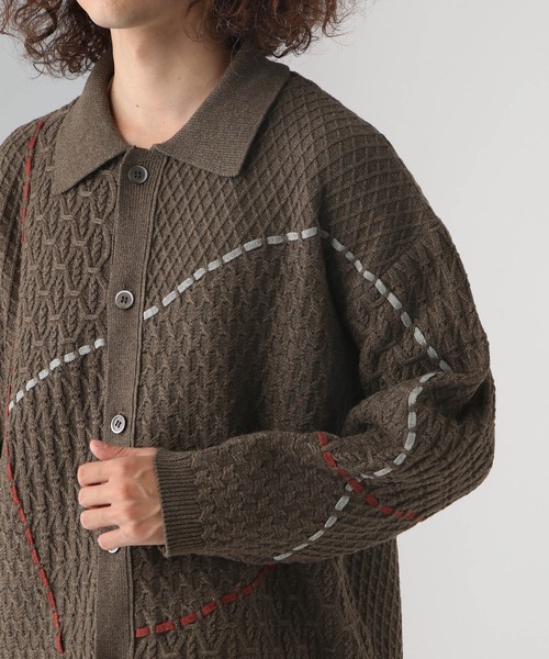 HARE(ハレ)の「ステッチラインシャツニット(HARE)(シャツ/ブラウス・メンズ・ブラウン/ホワイト/ブラック・FREE)」の16枚目の写真