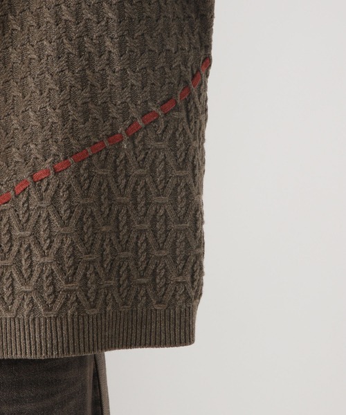 HARE(ハレ)の「ステッチラインシャツニット(HARE)(シャツ/ブラウス・メンズ・ブラウン/ホワイト/ブラック・FREE)」の17枚目の写真