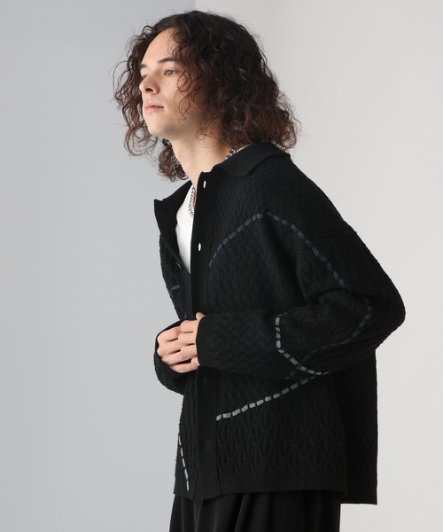 HARE(ハレ)の「ステッチラインシャツニット(HARE)(シャツ/ブラウス・メンズ・ブラウン/ホワイト/ブラック・FREE)」の5枚目の写真