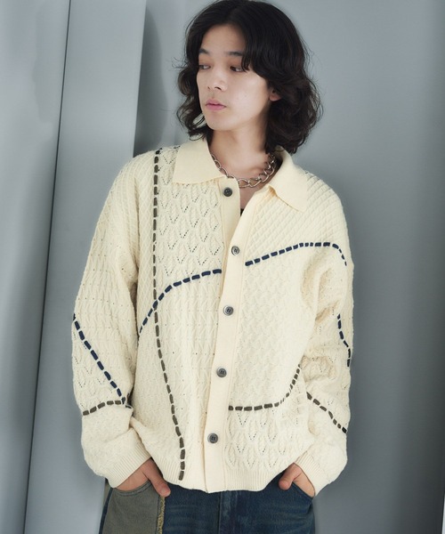 HARE(ハレ)の「ステッチラインシャツニット(HARE)(シャツ/ブラウス・メンズ・ブラウン/ホワイト/ブラック・FREE)」の22枚目の写真