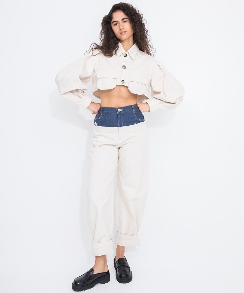 leinwande(ラインヴァンド)の「【leinwande】Short Shirts Jacket(ブルゾン・レディース・ベージュ/ホワイト/ブラウン・ONE SIZE)」の4枚目の写真