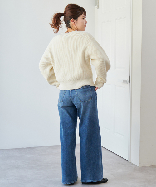 Spick & Span（スピックアンドスパン）の「パール畦ニット カーディガン（カーディガン/ボレロ・レディース・ホワイト/チャコールグレー・FREE）」の15枚目の写真