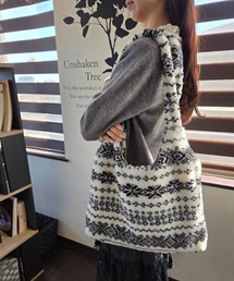 ｔｏｌｅｎｅ（トレネ）の「ボア チェック柄プリント A4対応 大容量 ショルダーバッグ トートバッグ（ショルダーバッグ）」