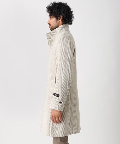 MICHEL KLEIN HOMME (ミッシェルクランオム)の「へリンボン柄ウールコート(ステンカラーコート・メンズ・ベージュ/ブラック・MEDIUM/X-LARGE/LARGE)」の5枚目の写真
