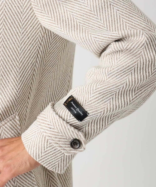 MICHEL KLEIN HOMME (ミッシェルクランオム)の「へリンボン柄ウールコート(ステンカラーコート・メンズ・ベージュ/ブラック・MEDIUM/X-LARGE/LARGE)」の8枚目の写真