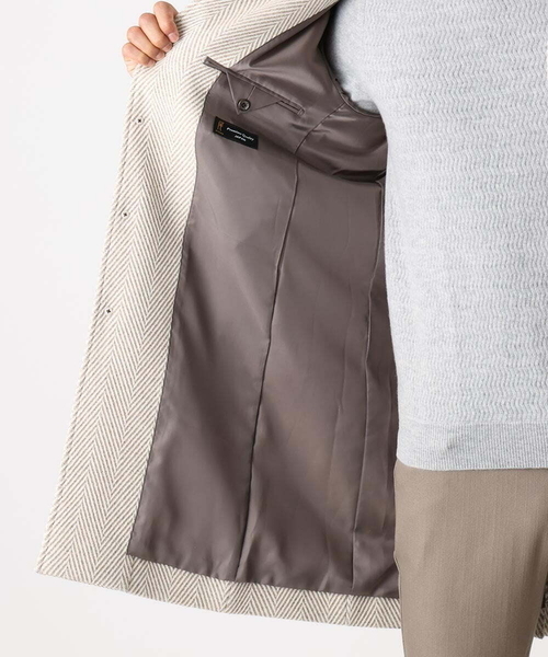 MICHEL KLEIN HOMME (ミッシェルクランオム)の「へリンボン柄ウールコート(ステンカラーコート・メンズ・ベージュ/ブラック・MEDIUM/X-LARGE/LARGE)」の13枚目の写真