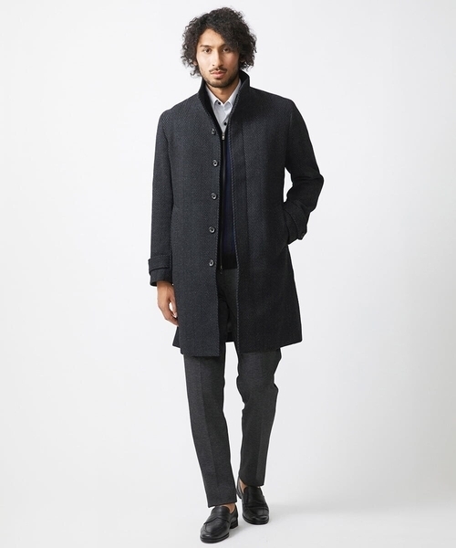 MICHEL KLEIN HOMME (ミッシェルクランオム)の「へリンボン柄ウールコート(ステンカラーコート・メンズ・ベージュ/ブラック・MEDIUM/X-LARGE/LARGE)」の14枚目の写真