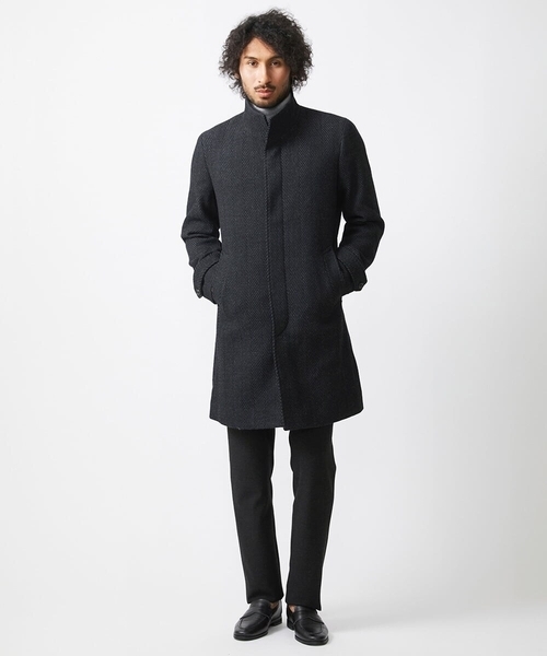 MICHEL KLEIN HOMME (ミッシェルクランオム)の「へリンボン柄ウールコート(ステンカラーコート・メンズ・ベージュ/ブラック・MEDIUM/X-LARGE/LARGE)」の15枚目の写真
