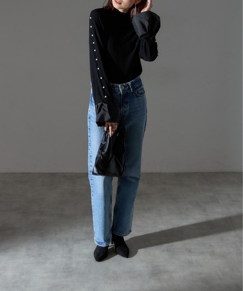 each（イーチ）の「スリーブパールラインフレアカフプルオーバー（Tシャツ/カットソー・レディース・ベージュ/グレー/ブラック・FREE）」の9枚目の写真