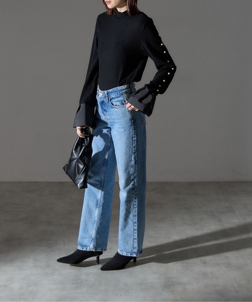 each（イーチ）の「スリーブパールラインフレアカフプルオーバー（Tシャツ/カットソー・レディース・ベージュ/グレー/ブラック・FREE）」の11枚目の写真