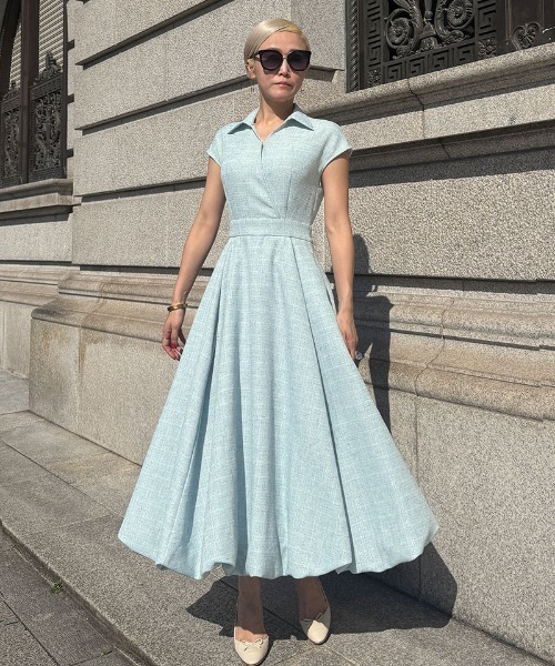 JENNE(ジェンヌ)の「サマーツイードバルーンドレス(ワンピース・レディース・ホワイト/ブルー/ブラック・SMALL/MEDIUM/LARGE)」の3枚目の写真