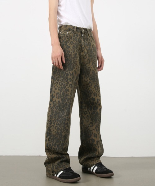 セール】ルーズシルエットレオパード柄ストレートパンツ（その他