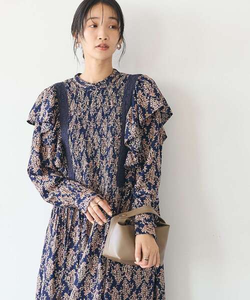 CRAFT STANDARD BOUTIQUE（クラフトスタンダードブティック）の「シャーリング袖フリルワンピース（ワンピース・レディース・レッド系その他2/ブラック/イエロー系その他・FREE）」の3枚目の写真