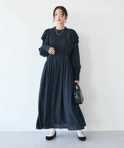 CRAFT STANDARD BOUTIQUE（クラフトスタンダードブティック）の「シャーリング袖フリルワンピース（ワンピース・レディース・レッド系その他2/ブラック/イエロー系その他・FREE）」の21枚目の写真